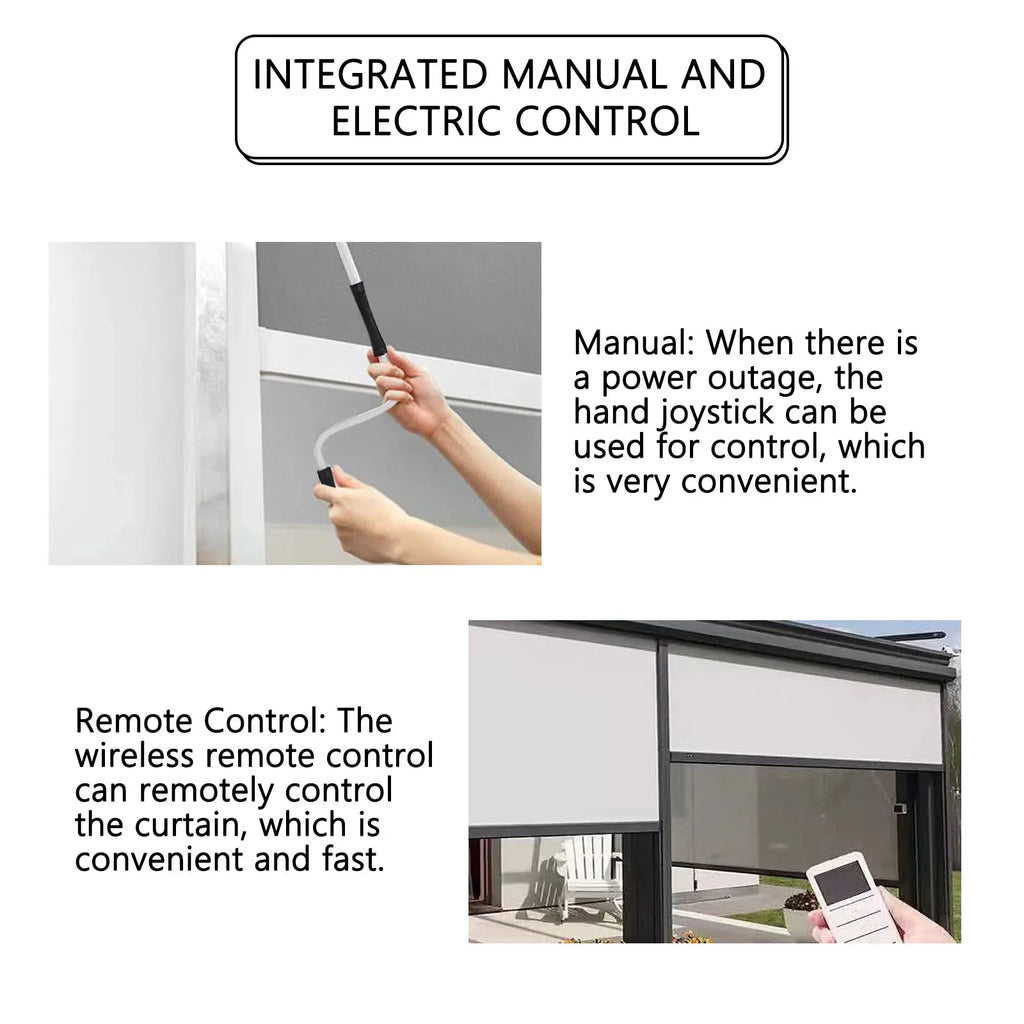 Motorized Zip Screen Roller Blinds Outdoor Patio Shading