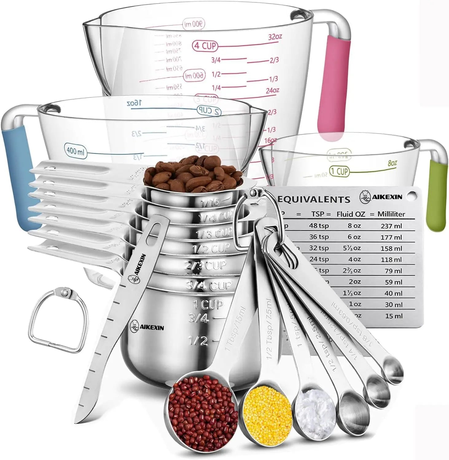 20 Piece Measuring Cups And Spoons Set Stainless Nesting